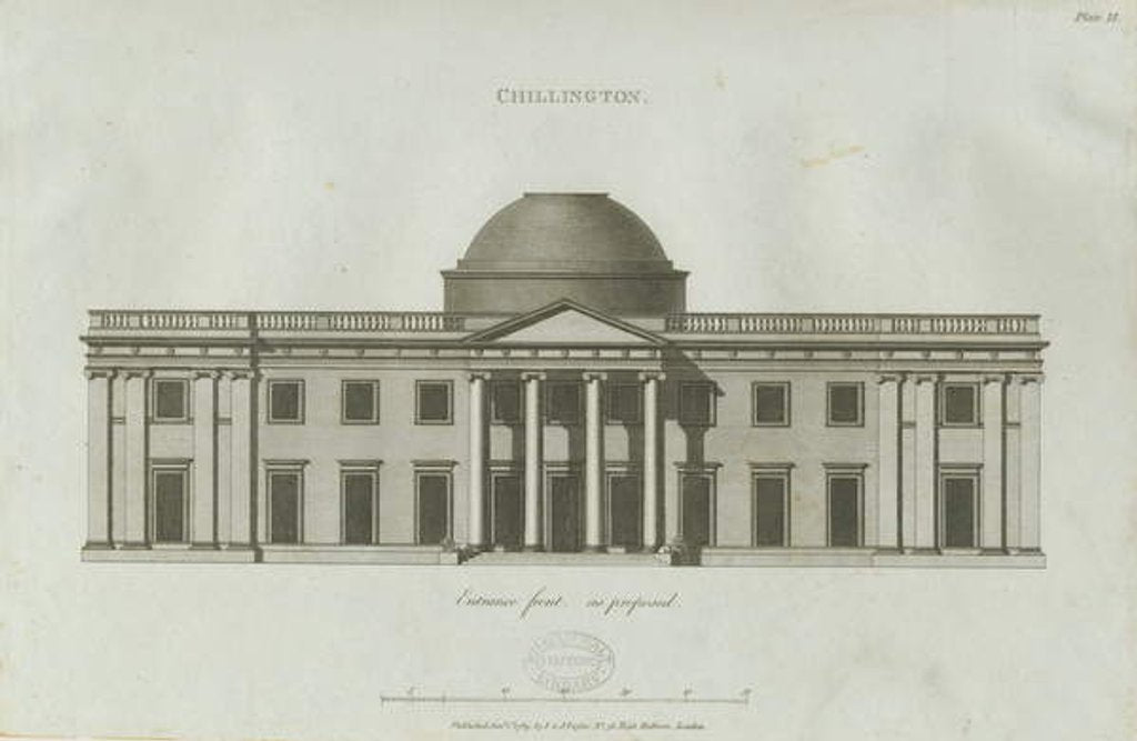Detail of Chillington Hall: engraving, 1789 by John Soane