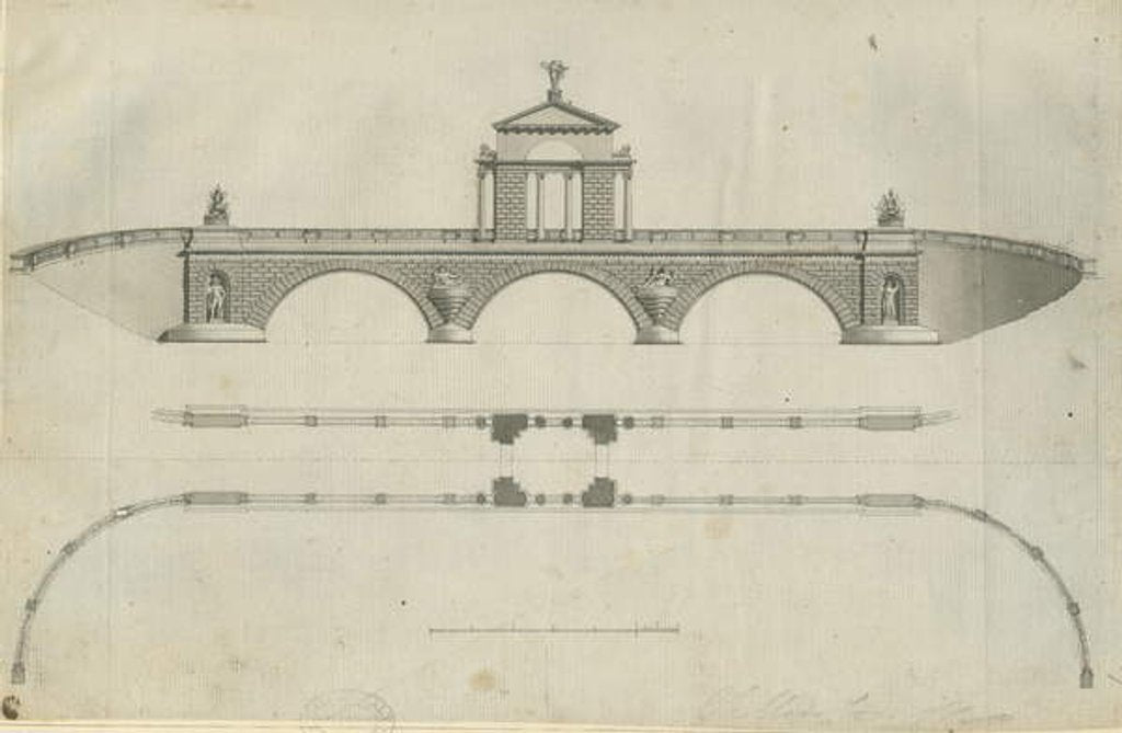 Detail of Chillington Park - Proposed Bridge: sepia drawing, nd [1789] by John Soane