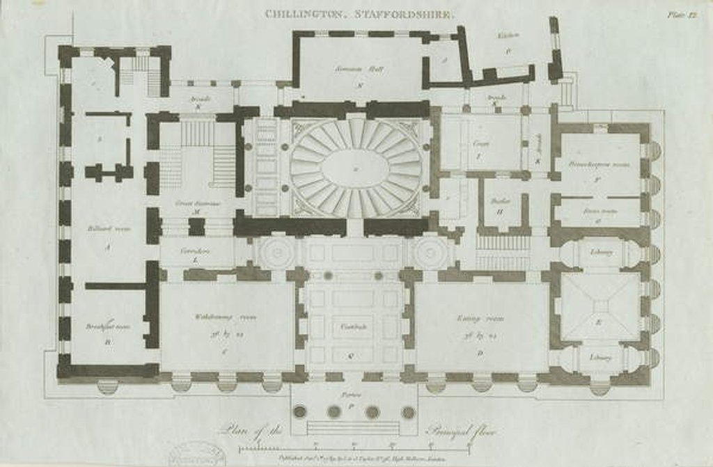 Detail of Chillington Hall: engraving, 1789 by John Soane