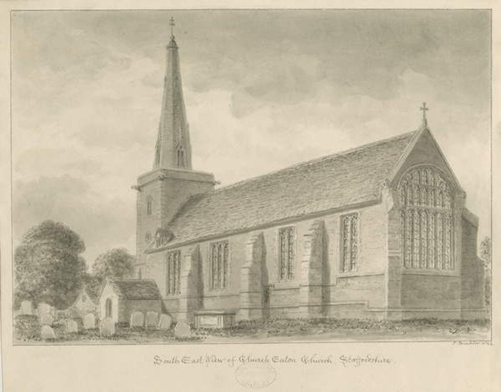Detail of Church Eaton Church: sepia drawing, 1842 by John Buckler