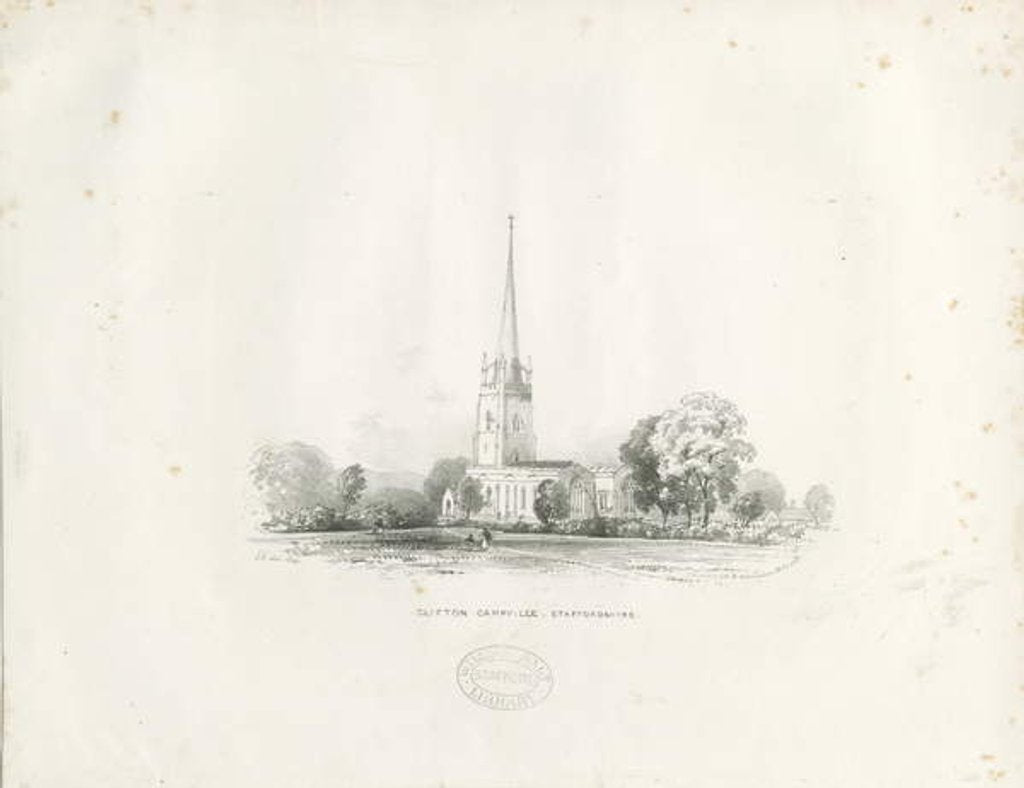 Detail of Clifton Campville Church: lithograph, 1840 by School English