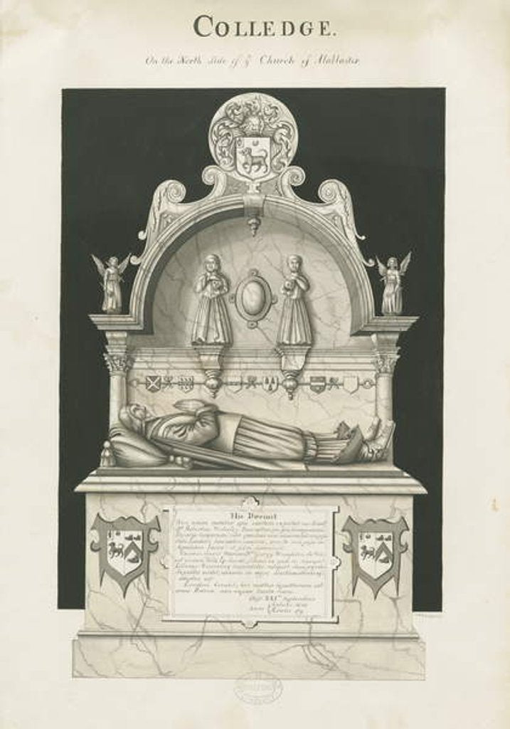 Detail of Colwich - Tomb of Robert Wolseley: sepia drawing, nd [c 1837] by John Robert Fernyhough