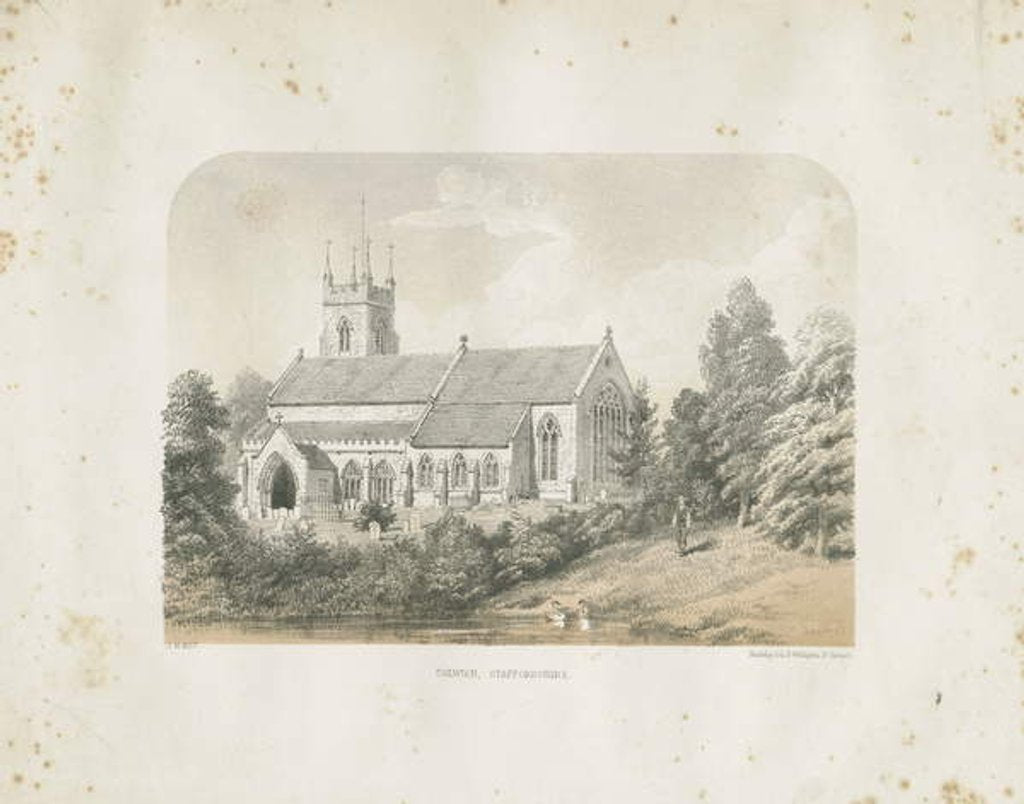 Detail of Colwich Church: tinted lithograph, 1857 by School English