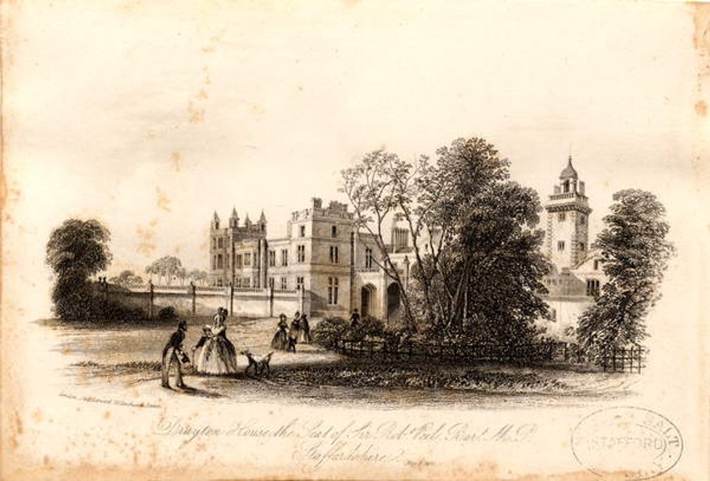 Detail of Drayton Bassett - 'Drayton Manor' : line engraving, 9 May 1841 by School English