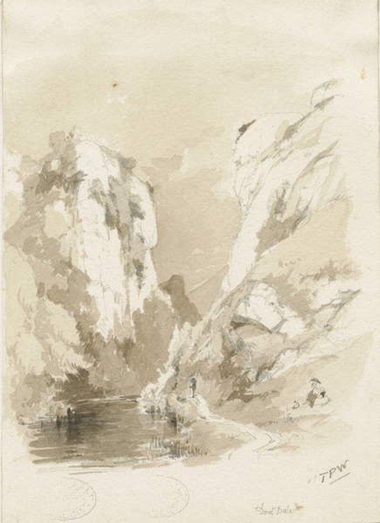 Detail of Dovedale - landscape: pencil and wash drawing, nd [1817-1845] by Thomas Peploe Wood
