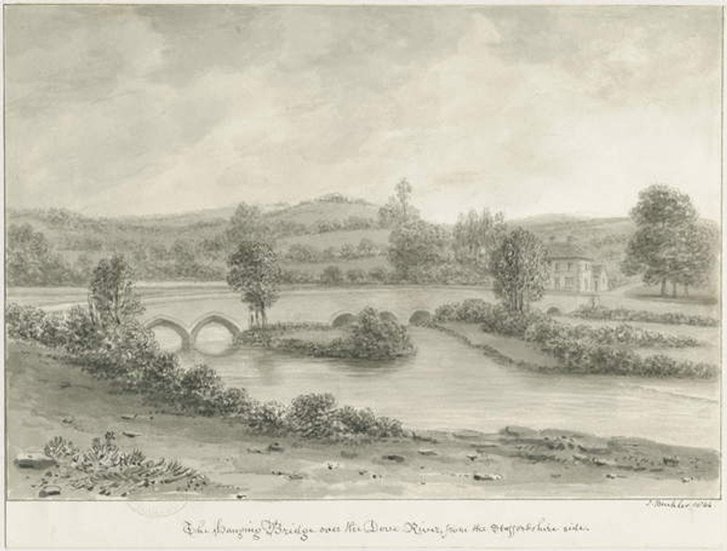 Detail of Dovedale - 'The Hanging Bridge' by John Buckler