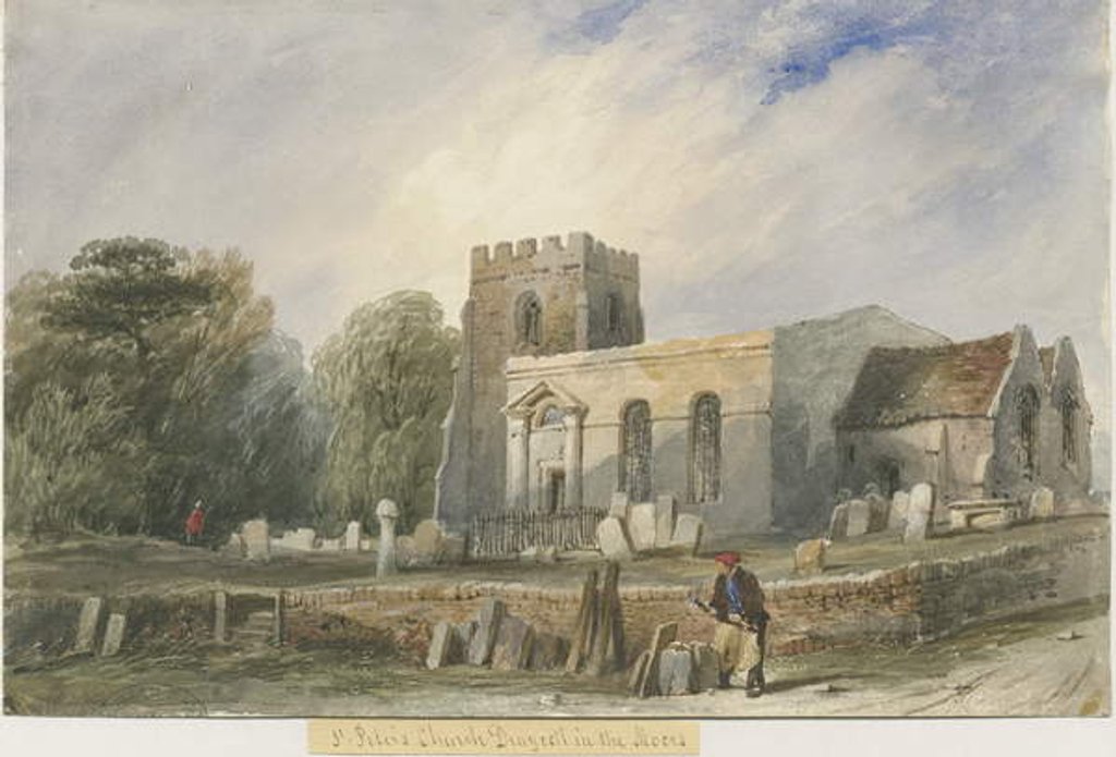 Detail of Draycott in the Moors Church: water colour painting, nd [?19th cent] by Lewis John Wood