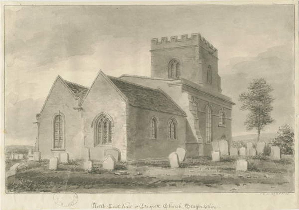 Detail of Draycott in the Moors Church: sepia drawing, 1841 by John Chessell Buckler
