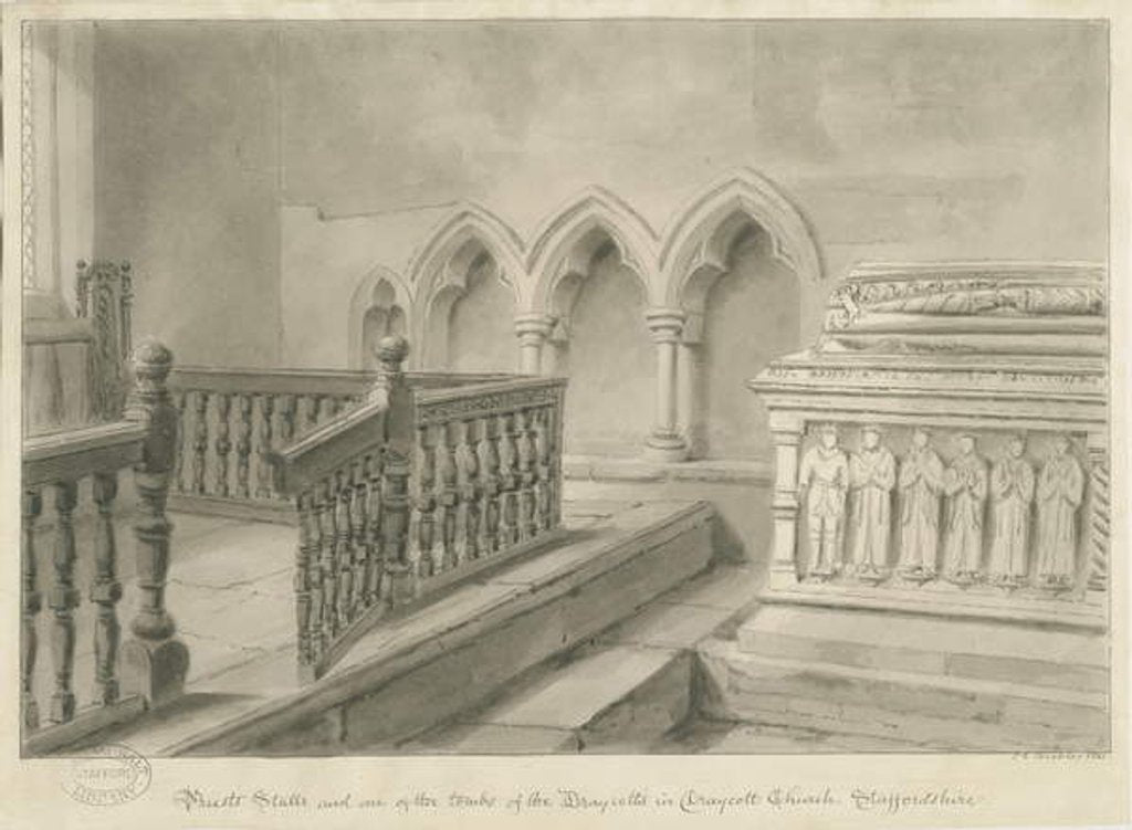 Detail of Interior of Draycott in the Moors Church by John Chessell Buckler