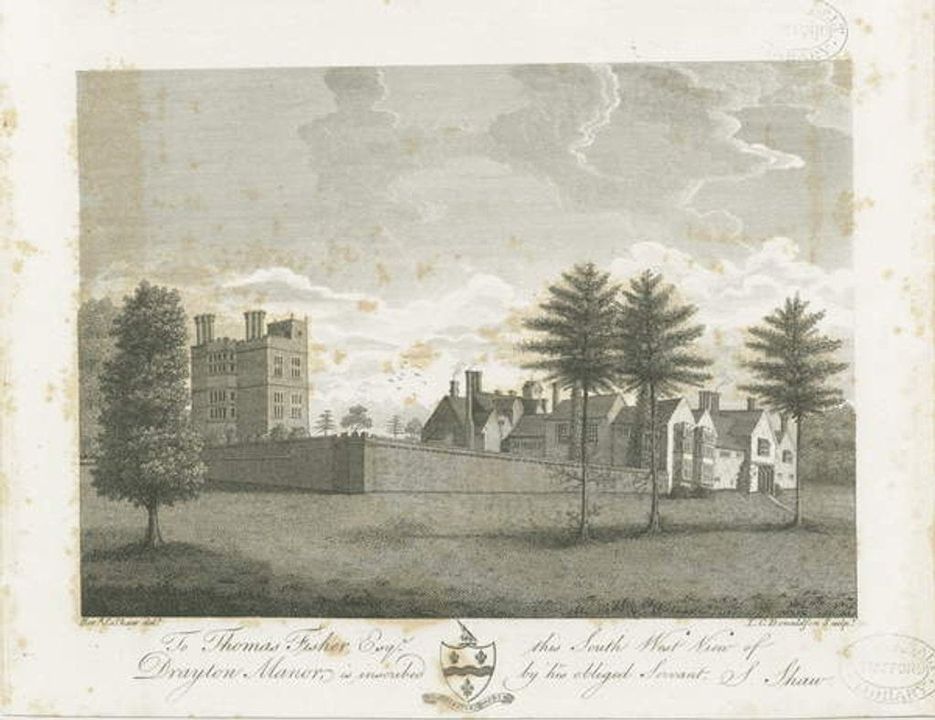 Detail of Drayton Bassett - 'Drayton Manor' : engraving, nd [1795] by Stebbing Shaw