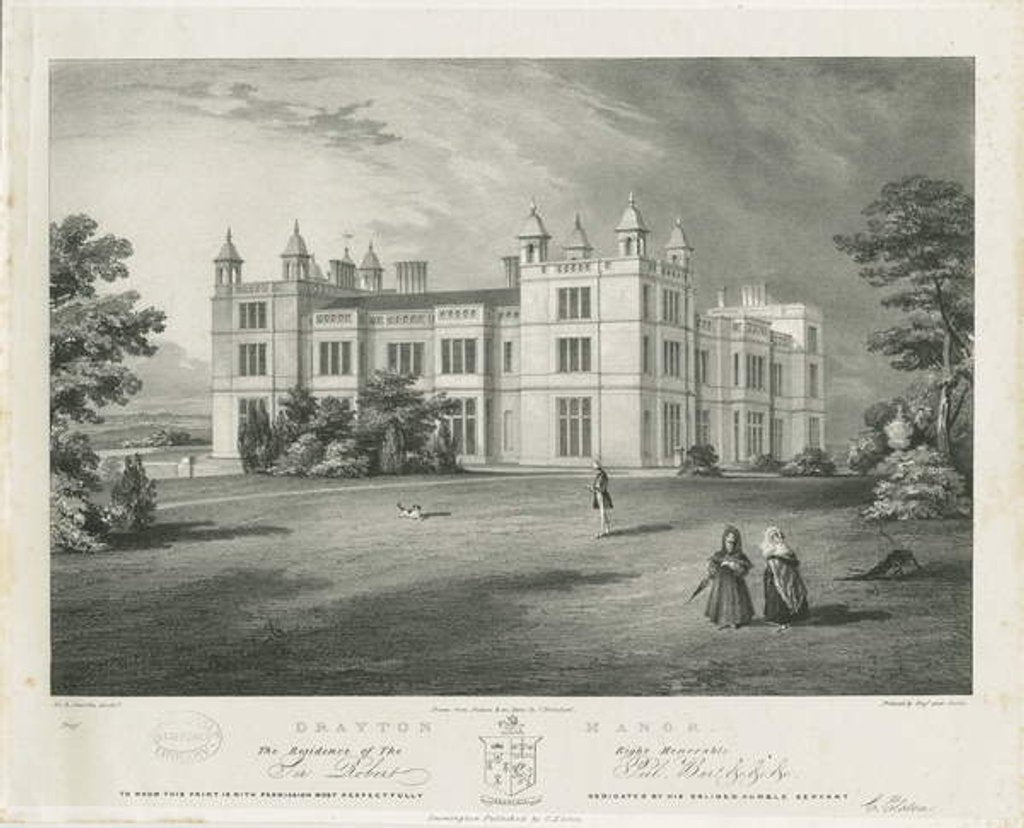 Detail of Drayton Bassett - 'Drayton Manor': lithograph , nd [1812-1863] by John Brandard