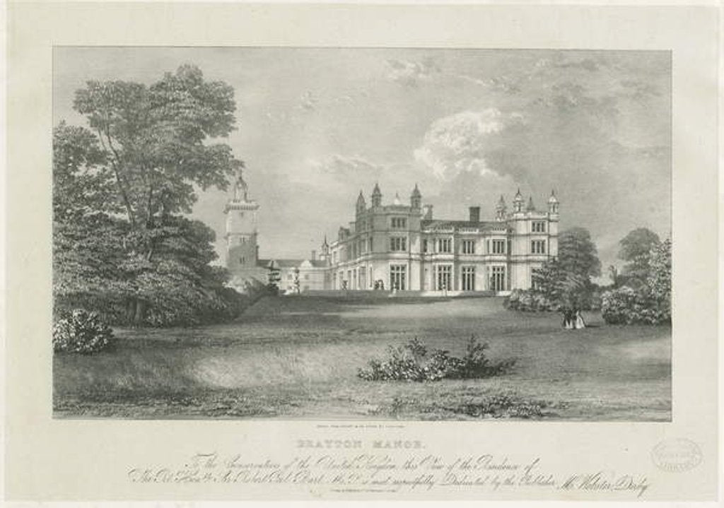 Detail of Drayton Bassett - 'Drayton Manor': lithograph by Samuel A. Rayner