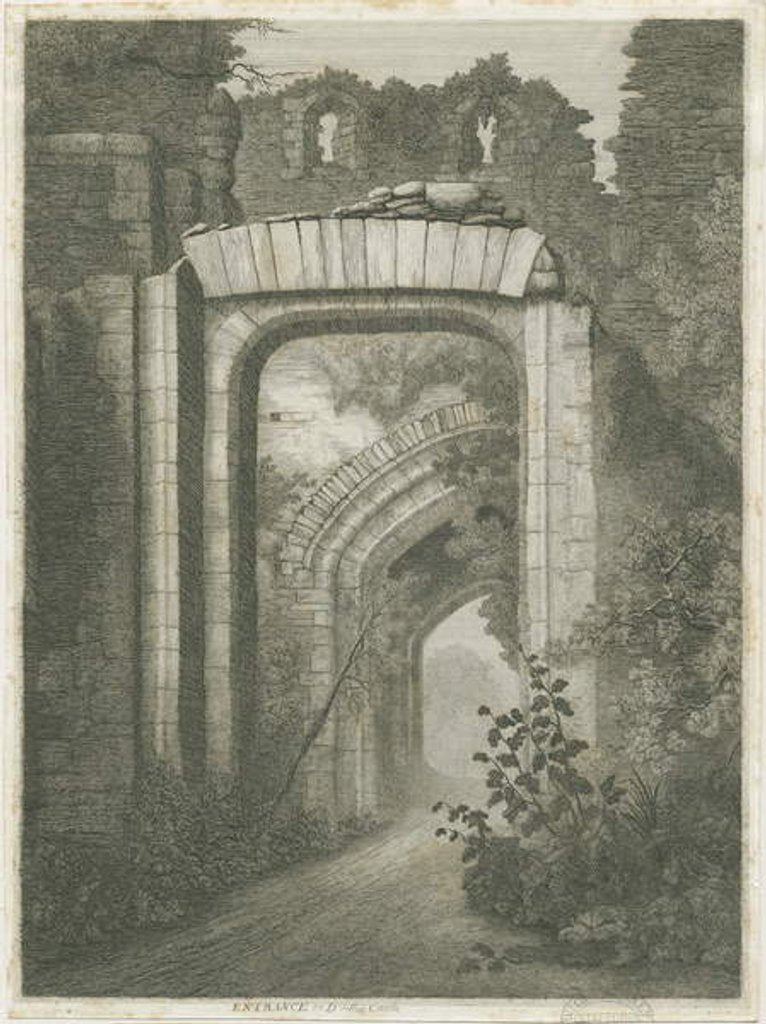 Detail of Dudley Castle - The Entrance: etching, 1828 by School English