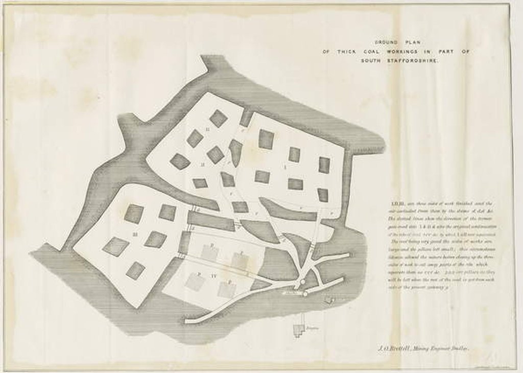 Detail of Dudley - Mine-workings: lithograph by School English