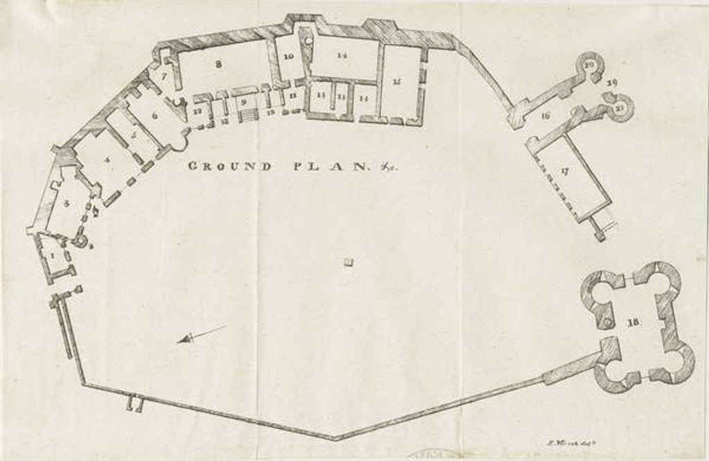 Detail of Dudley Castle: lithograph by Luke Booker