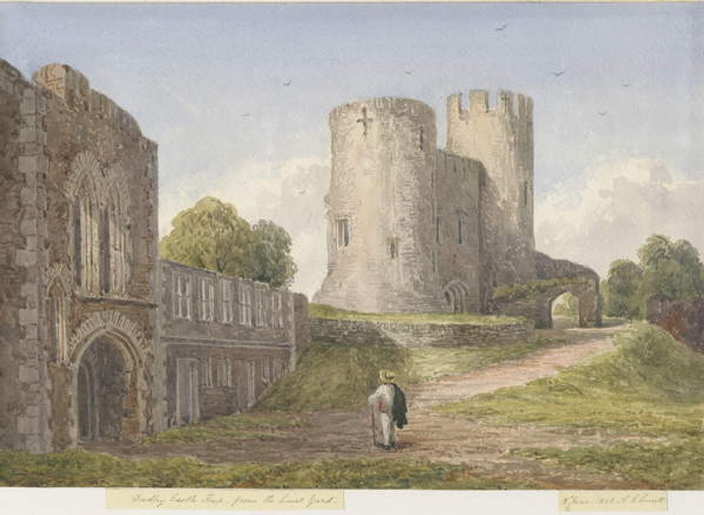 Detail of Dudley Castle - The Keep: water colour painting, 8 Jun 1843 by School English