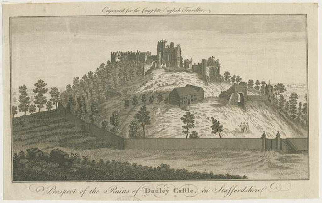 Detail of Dudley Castle: engraving by School English