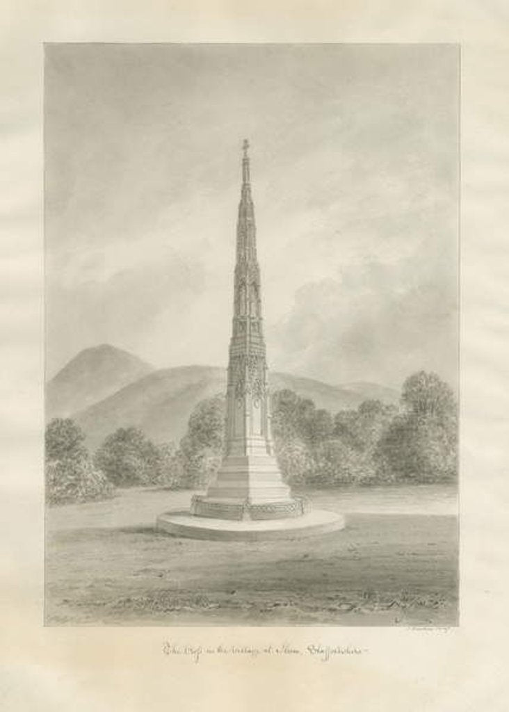 Detail of Ilam Village - Cross: sepia drawing, 1847 by John Buckler