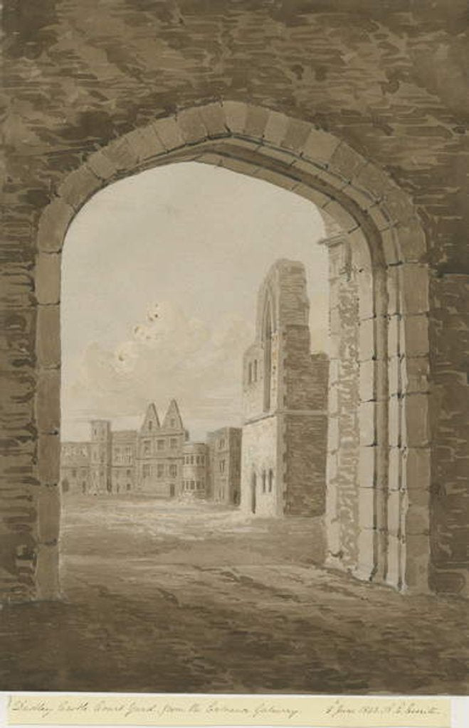 Detail of Dudley Castle - The Keep: red-sepia drawing, 8 Jun 1843 by Allen Edward Everitt