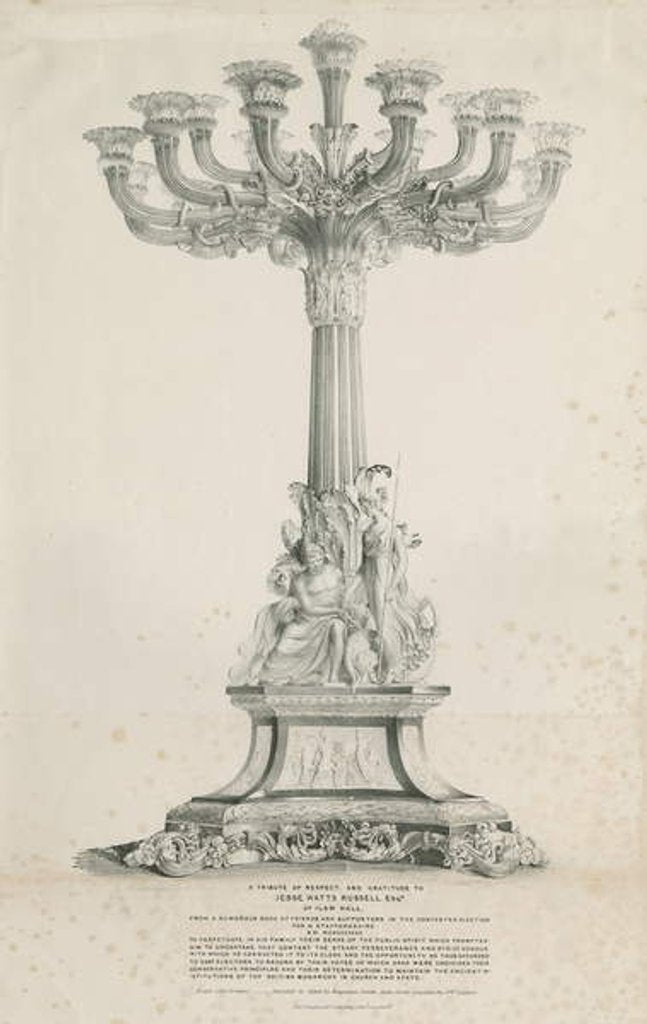 Detail of Ilam Hall - Candelabra: lithograph, 1832 by Louis Haghe