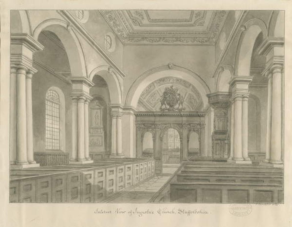 Detail of Interior of Ingestre Church by John Buckler