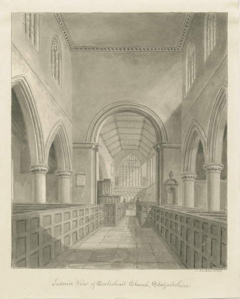 Detail of Interior of Eccleshall Church by John Buckler