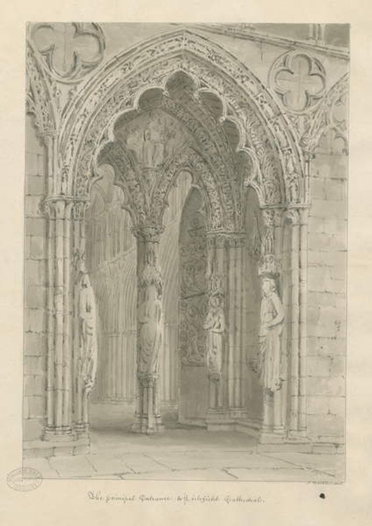 Detail of Lichfield Cathedral - West Doorway by John Buckler