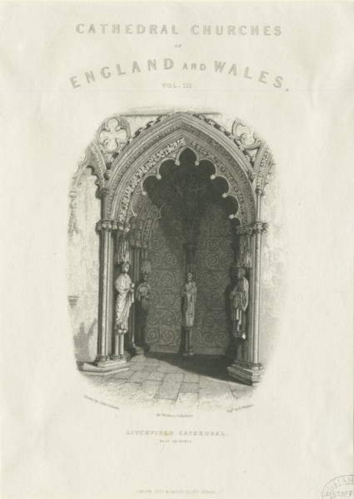 Detail of Lichfield Cathedral - West Doorway: steel engraving, nd [?mid 19th cent] by School English