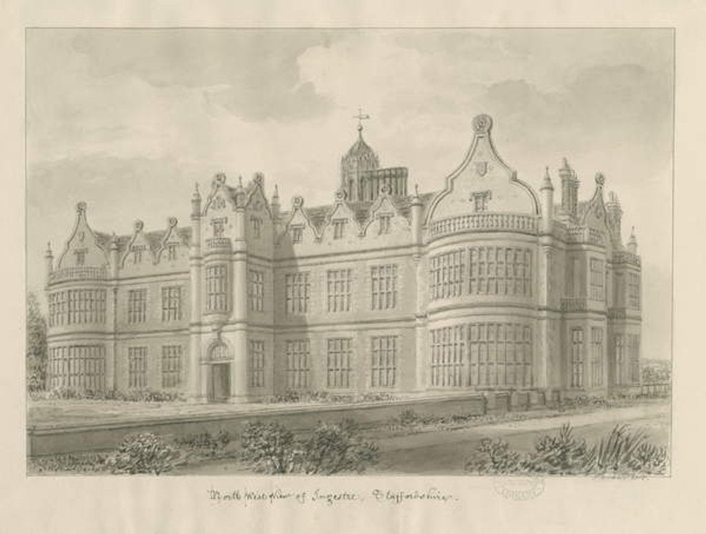 Detail of Ingestre Hall: sepia drawing, 1815 by John Buckler