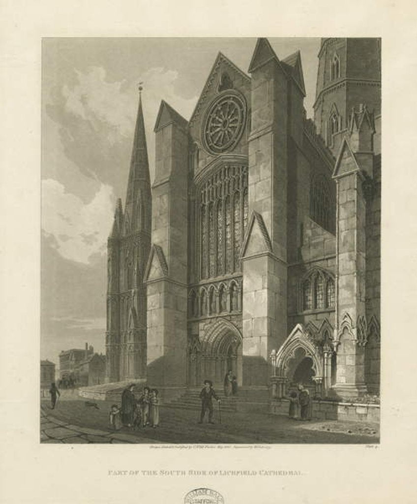 Detail of Lichfield Cathedral - South Transept: aquatint engraving, 1813 by Charles Wild