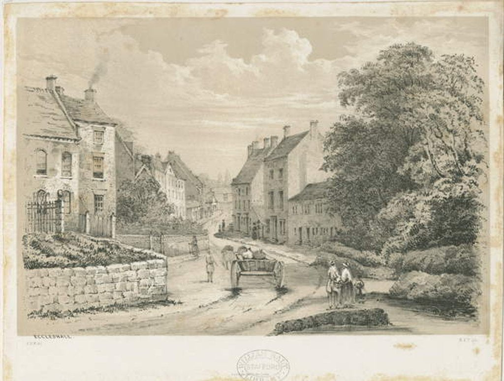 Detail of Eccleshall Village: lithograph by Louis Haghe