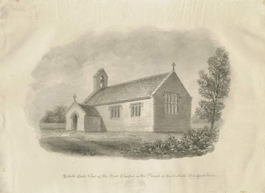 Detail of Eccleshall - Cotes Heath Chapel: sepia drawing, nd [c 1843] by John Buckler