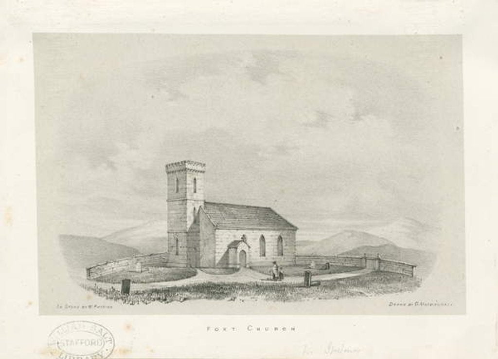 Detail of Foxt Church - lithograph by School English