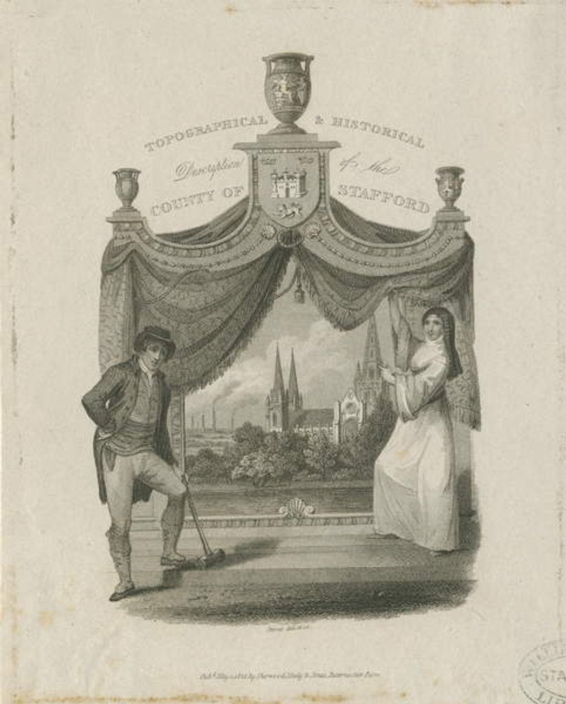 Detail of Lichfield Cathedral - South West View: engraving, nd [c 1820] by James Storer