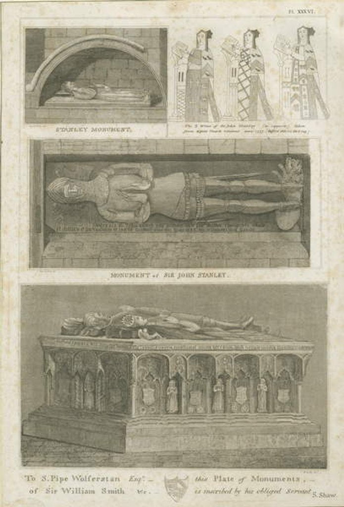 Detail of Elford Church - 'The Stanley Monument': engraving, nd [?19th cent] by Stebbing Shaw