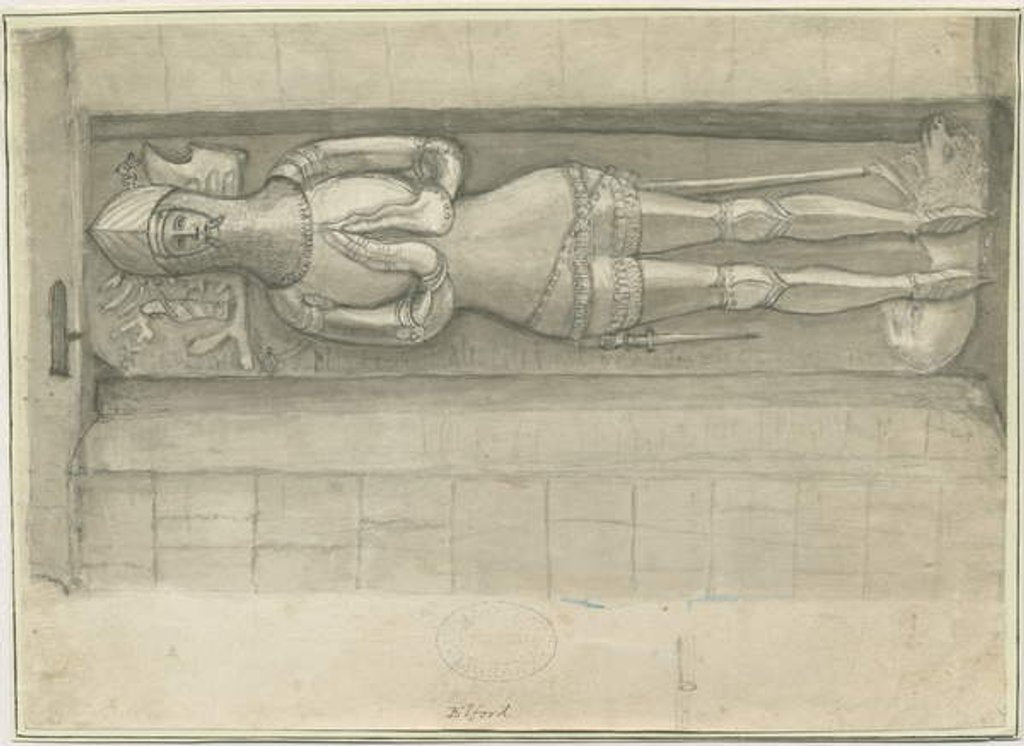 Detail of Elford Church: sepia drawing, nd [1762-1802] by Stebbing Shaw