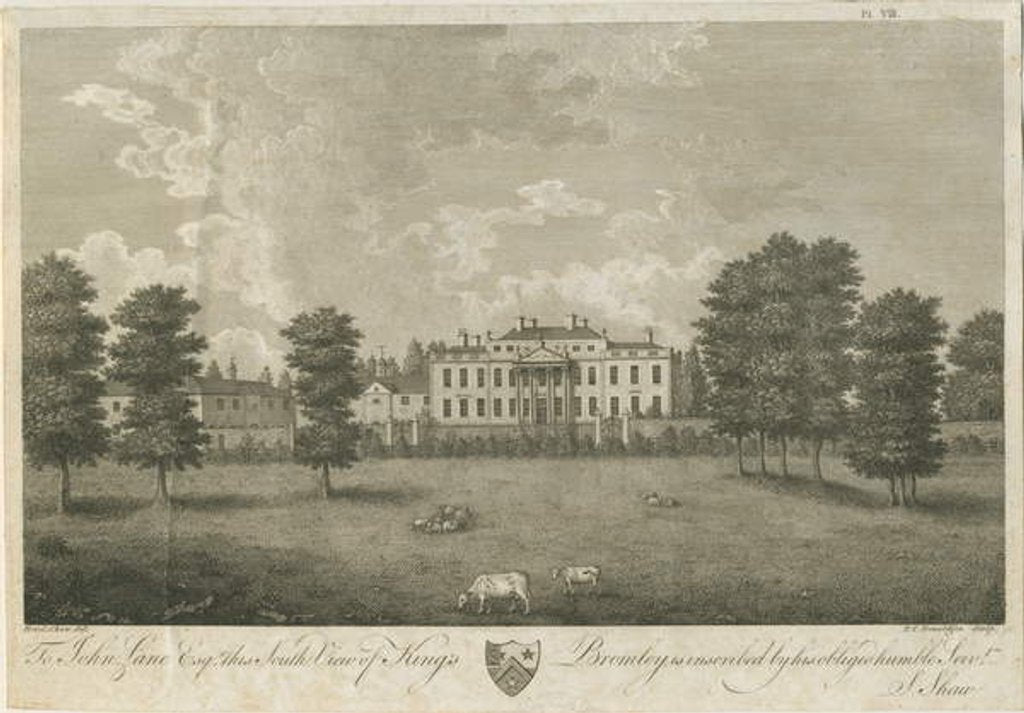 Detail of Kings Bromley Hall: engraving, [17]96 by Stebbing Shaw