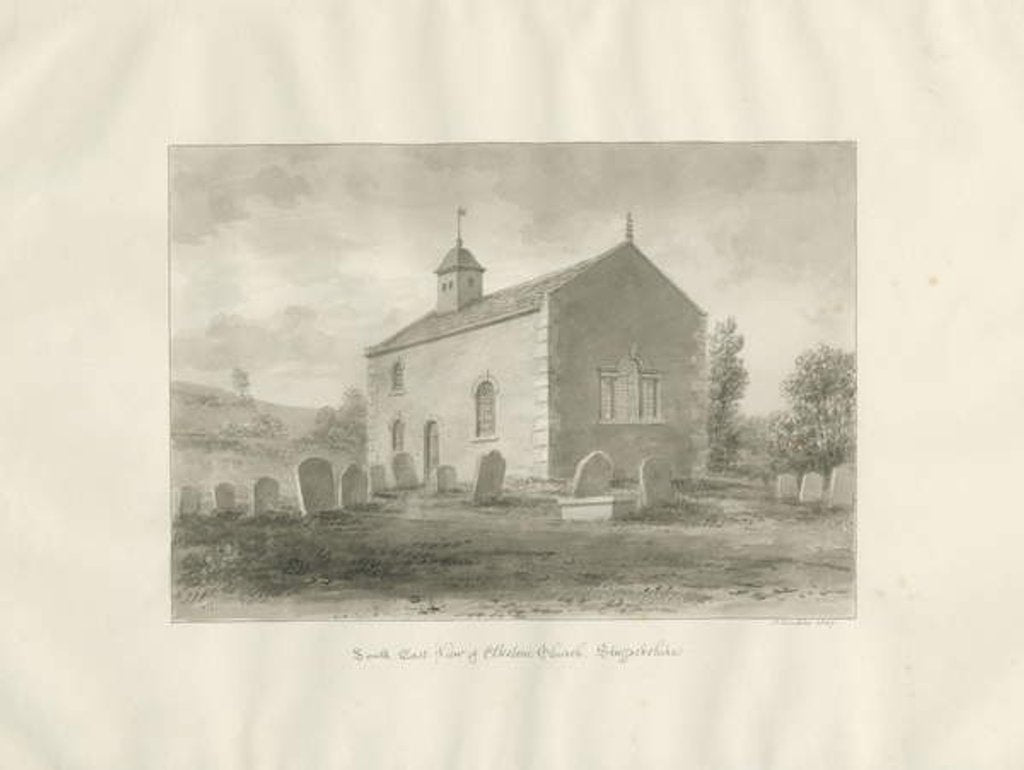 Detail of Elkstone Chapel: sepia drawing, 1847 by John Buckler