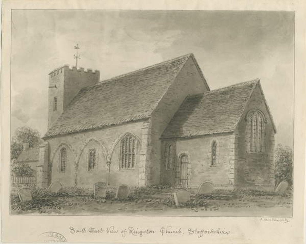 Detail of Kingstone Church: sepia drawing, 1839 by John Buckler