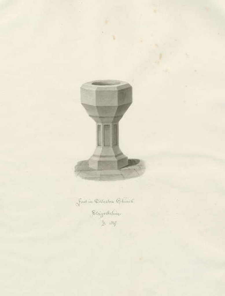 Detail of Font in Ellastone Church by John Buckler