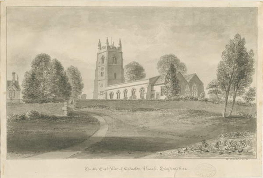 Detail of Ellastone Church by George Buckler