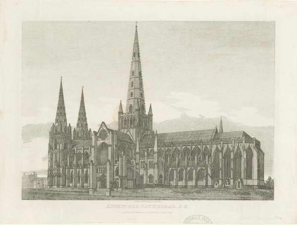Detail of Lichfield Cathedral - South East View by John Chessell Buckler