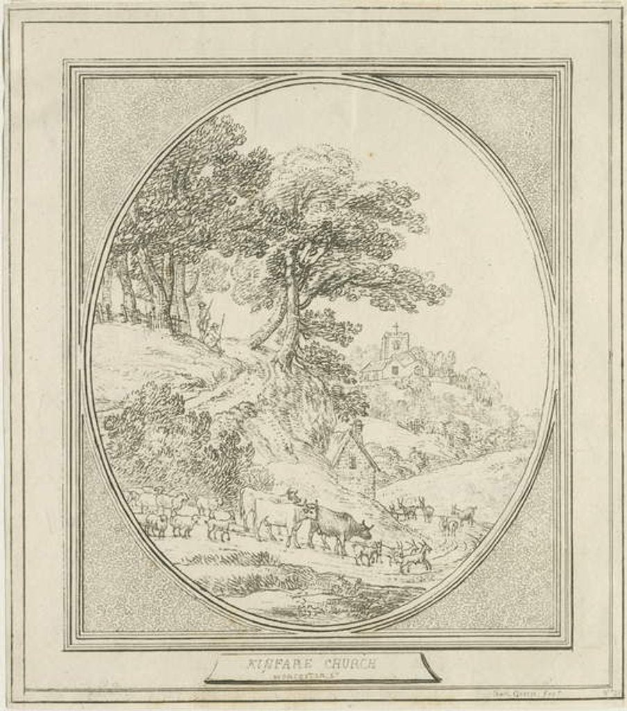 Detail of Kinver Church: etching by Benjamin Green