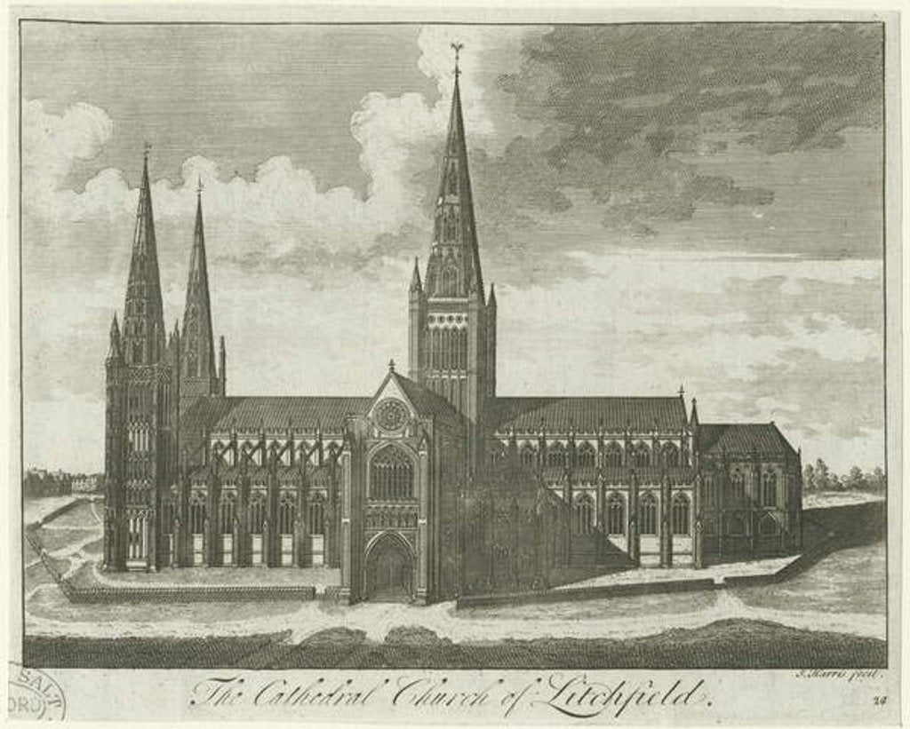 Detail of Lichfield Cathedral - South View by School English