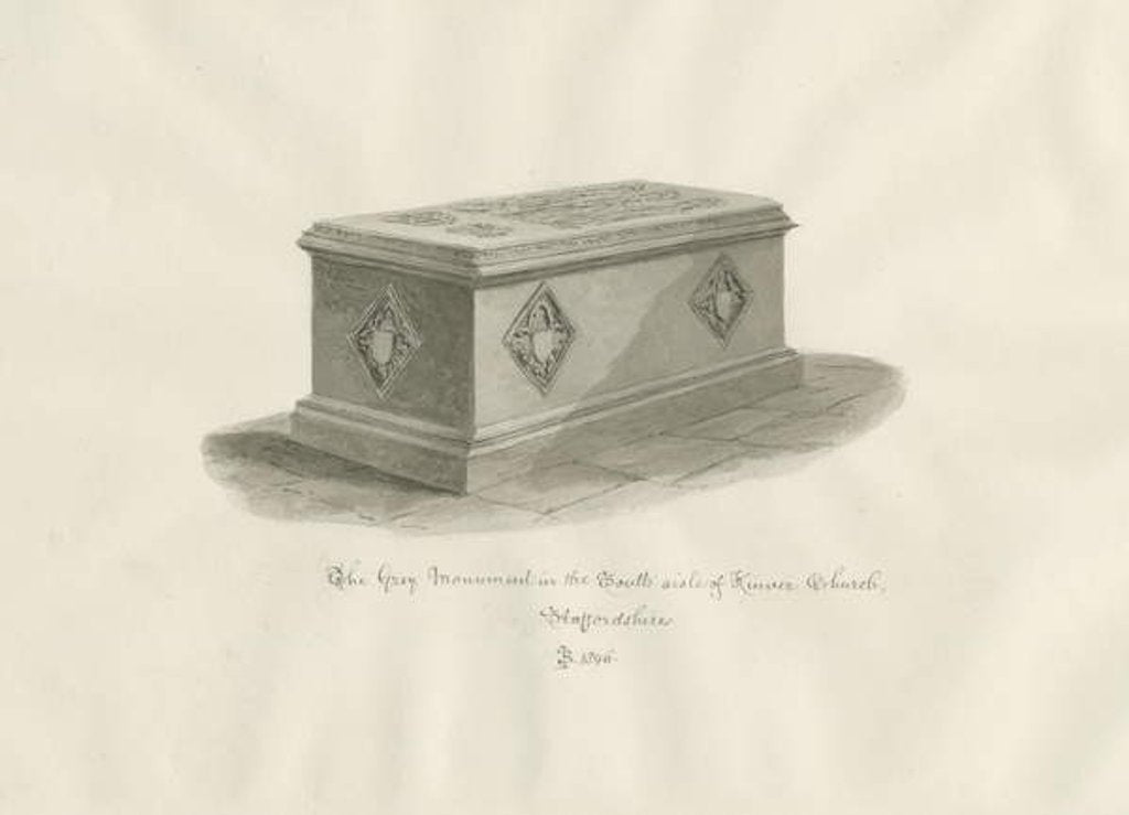 Detail of Kinver Church - 'The Grey Monument': sepia drawing, 1846 by John Buckler