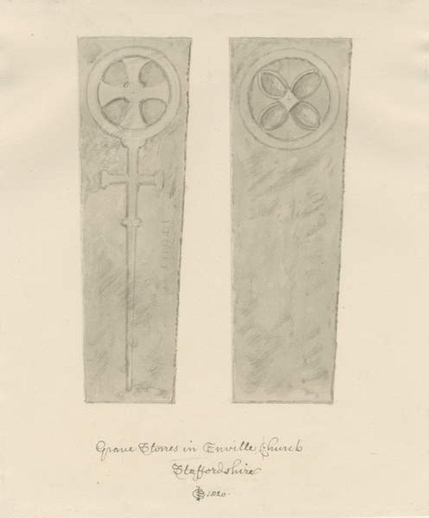 Detail of Enville Church - Gravestones by John Chessell Buckler