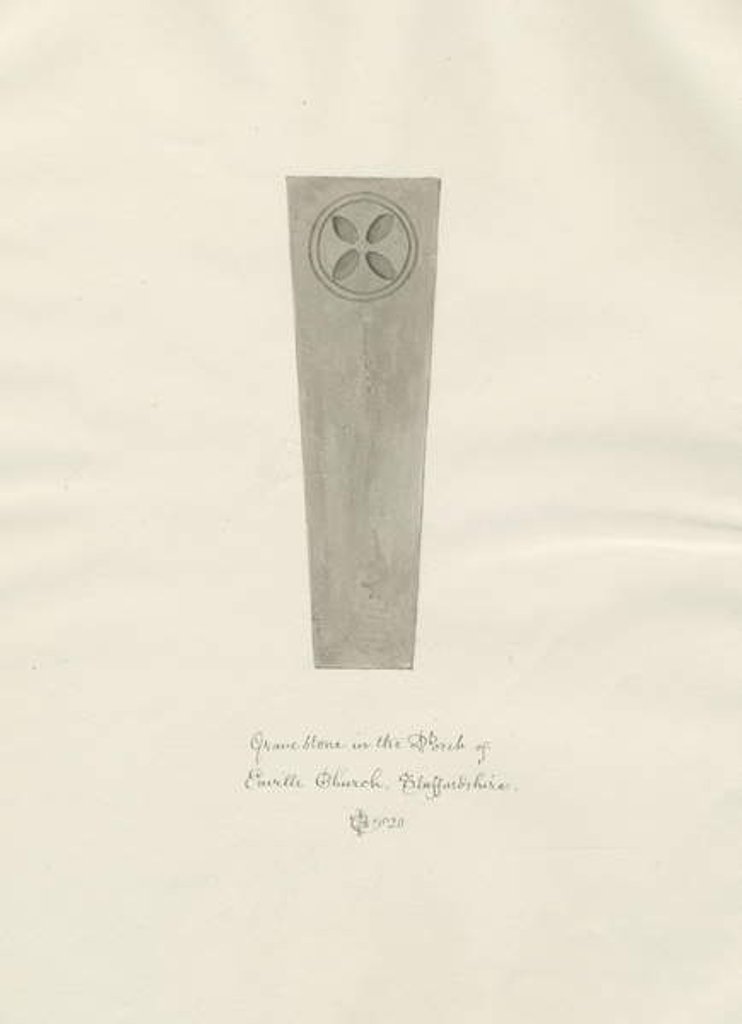 Detail of Enville Church - Gravestone: sepia drawing, 1820 by John Chessell Buckler