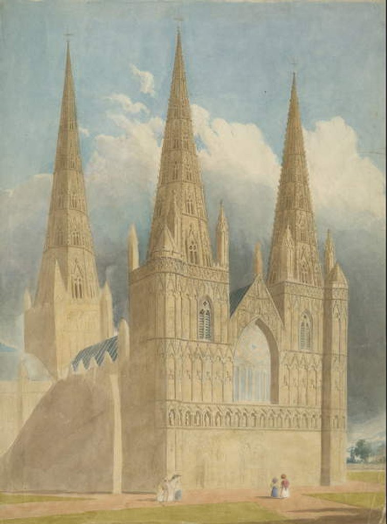 Detail of Lichfield Cathedral - West Front by School English