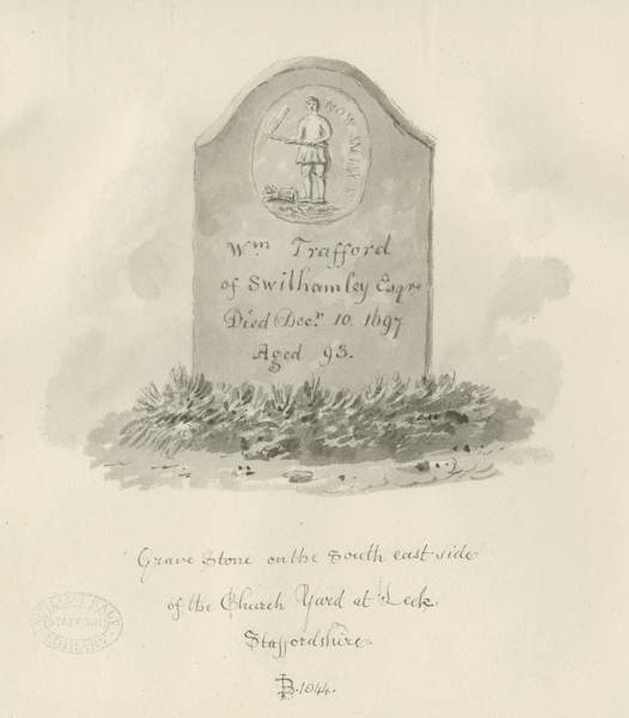 Detail of Leek Church - Gravestone by John Buckler