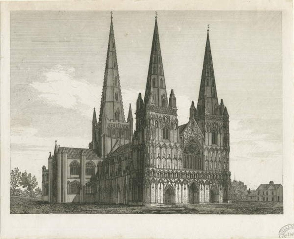 Detail of Lichfield Cathedral - West Front by John Chessell Buckler